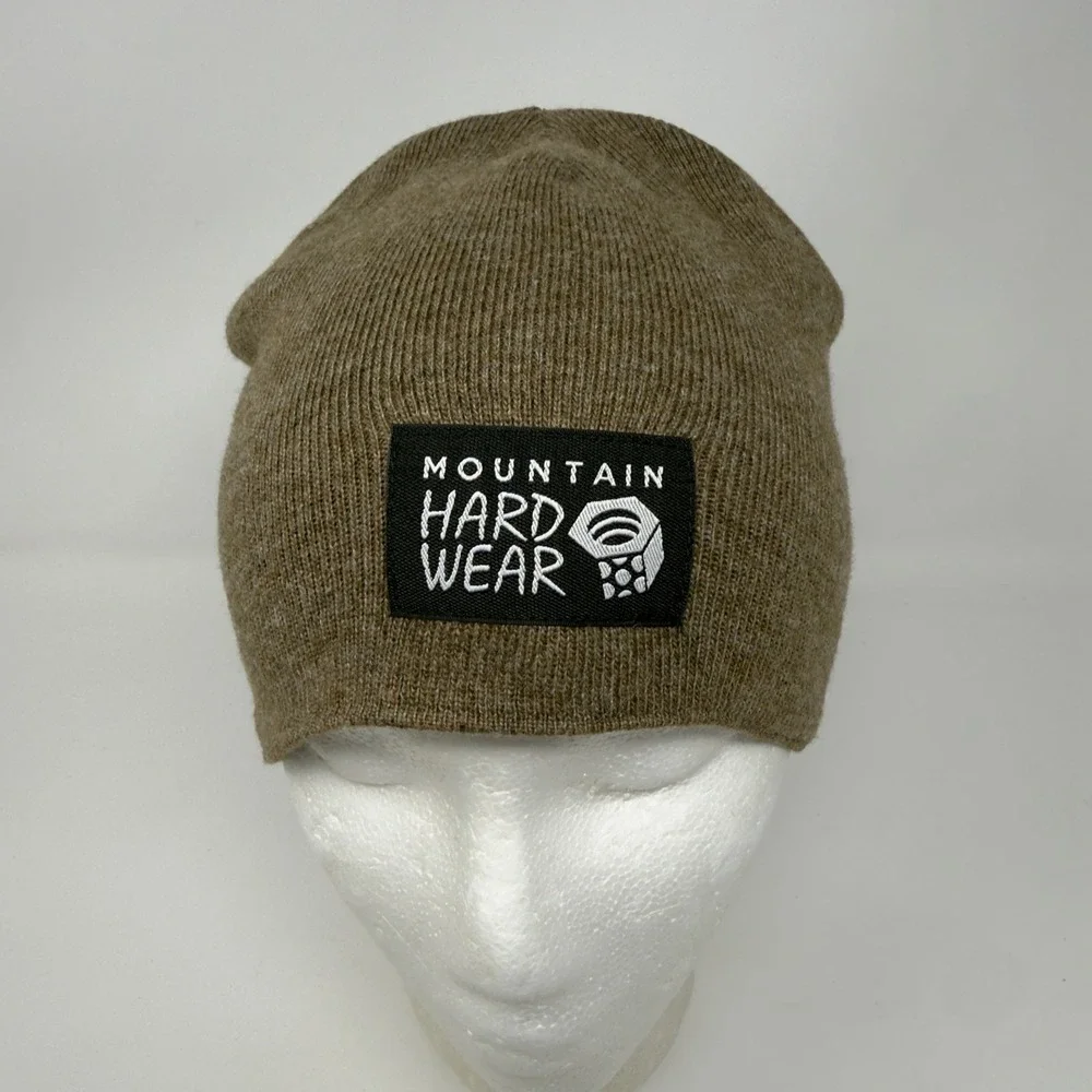 Mountain Hardwear Wool Blend Brown Knit Logo Patch‎ Beanie Hat Unisex OSFM
